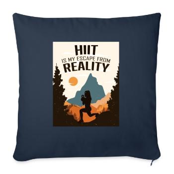 HIIT, Femme Fitness - Housse de coussin décorative 45 x 45 cm - bleu marine - Devant
