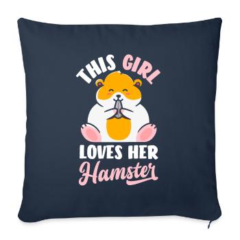 This girl loves her hamster - Sofa pillowcase 17,3'' x 17,3'' (45 x 45 cm) - navy - Front