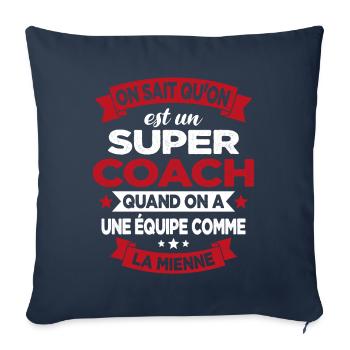 On Sait Qu'on Est Un Super Coach - Housse de coussin décorative 45 x 45 cm - bleu marine - Devant