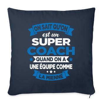 On Sait Qu'on Est Un Super Coach - Housse de coussin décorative 45 x 45 cm - bleu marine - Devant