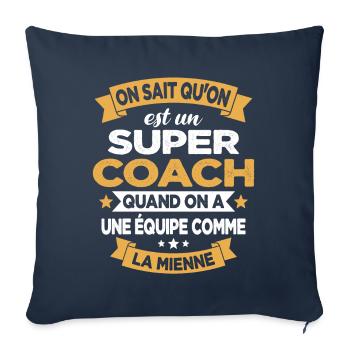 On Sait Qu'on Est Un Super Coach - Housse de coussin décorative 45 x 45 cm - bleu marine - Devant