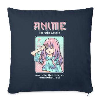 Anime is funny like Latin Anime Mange Girl - Sofa pillowcase 17,3'' x 17,3'' (45 x 45 cm) - navy - Front