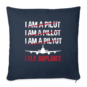 Airplane Aviation Pilot Funny Pilot Gift - Sofa pillowcase 17,3'' x 17,3'' (45 x 45 cm) - navy - Front
