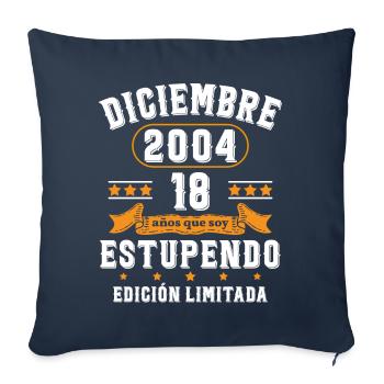 18 Ans Anniversaire Vintage Né(e) en Décembre 2004 - Housse de coussin décorative 45 x 45 cm - bleu marine - Devant