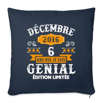 6 Ans Anniversaire Vintage Né(e) en Décembre 2016 - Housse de coussin décorative 45 x 45 cm - bleu marine - Devant
