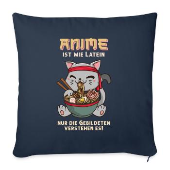 Anime is like Latin I Neko Cat Kawaii Anime Girl - Sofa pillowcase 17,3'' x 17,3'' (45 x 45 cm) - navy - Front