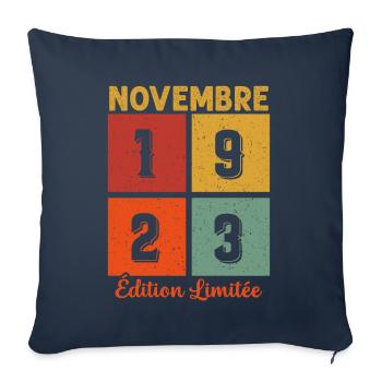 Novembre 1923 Édition limitée - Housse de coussin décorative 45 x 45 cm - bleu marine - Devant