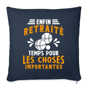 Pétanque Retraite Pétanque Enfin Retraité Pétanque - Housse de coussin décorative 45 x 45 cm - bleu marine - Devant