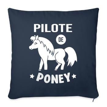Pilote De Poney Humour Cadeau Équitation Cavalière - Housse de coussin décorative 45 x 45 cm - bleu marine - Devant