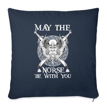 Que les Scandinaves soient avec vous I Walhalla Vikings - Housse de coussin décorative 45 x 45 cm - bleu marine - Devant