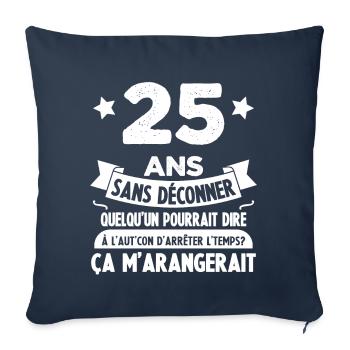 25 Ans anniversaire 25 anniversaire cadeau 25 ans - Housse de coussin décorative 45 x 45 cm - bleu marine - Devant