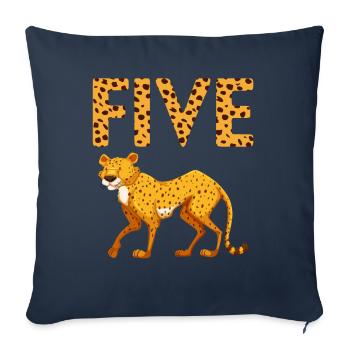 5ème anniversaire Cheetah Zoo Safari 5 ans - Housse de coussin décorative 45 x 45 cm - bleu marine - Devant
