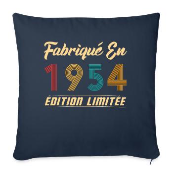 Fabriqué en 1954 Édition limitée Cadeau - Housse de coussin décorative 45 x 45 cm - bleu marine - Devant