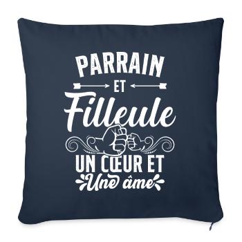 Parrain et Filleule Oncle Familie Humour Cadeau - Housse de coussin décorative 45 x 45 cm - bleu marine - Devant