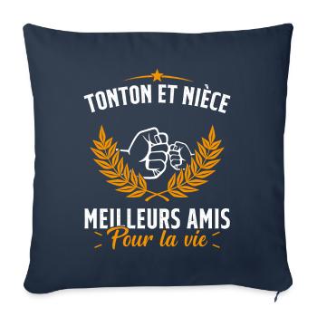 Tonton et Nièce Meilleurs amis pour la vie Cadeau - Housse de coussin décorative 45 x 45 cm - bleu marine - Devant