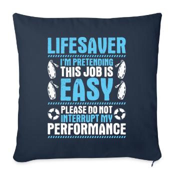 Sauveteur sauvetage aquatique sauveteur - Housse de coussin décorative 45 x 45 cm - bleu marine - Devant