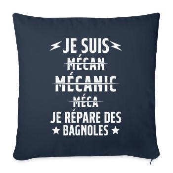 Je suis un Super Mecanicien - idée cadeau - Housse de coussin décorative 45 x 45 cm - bleu marine - Devant
