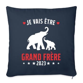 Je Vais Être Grand Frère en 2023 - Housse de coussin décorative 45 x 45 cm - bleu marine - Devant