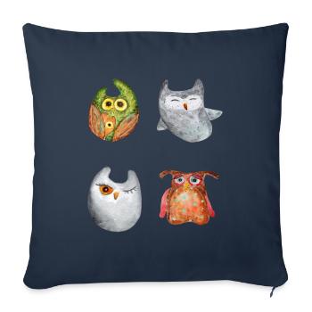 Hibou Aigle Hibou Animal Forêt Animal Petit Hibou Barno Chouette Fun - Housse de coussin décorative 45 x 45 cm - bleu marine - Devant