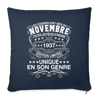 Les Légendes Sont Nées En Novembre 1937 Cadeau - Housse de coussin décorative 45 x 45 cm - bleu marine - Devant