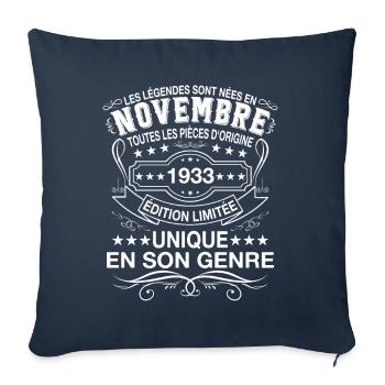Les Légendes Sont Nées En Novembre 1933 Cadeau - Housse de coussin décorative 45 x 45 cm - bleu marine - Devant