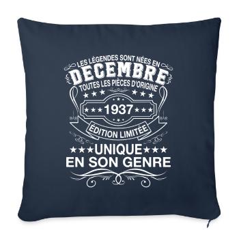 Les Légendes Sont Nées En Décembre 1937 Cadeau - Housse de coussin décorative 45 x 45 cm - bleu marine - Devant