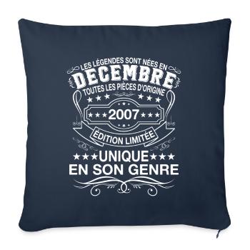 Les légendes sont nées en Décembre 2007 Cadeau - Housse de coussin décorative 45 x 45 cm - bleu marine - Devant