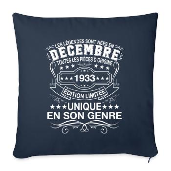 Les Légendes Sont Nées En Décembre 1933 Cadeau - Housse de coussin décorative 45 x 45 cm - bleu marine - Devant