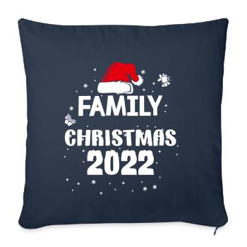 Noël en famille - Housse de coussin décorative 45 x 45 cm - bleu marine - Devant