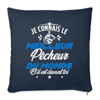 Meilleur Pecheur Humour Pêche Truite Drôle - Housse de coussin décorative 45 x 45 cm - bleu marine - Devant