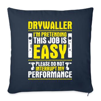 Installateur de cloisons sèches Drywaller - Housse de coussin décorative 45 x 45 cm - bleu marine - Devant