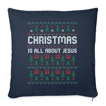 Noël est tout au sujet de la tenue de Jésus - Housse de coussin décorative 45 x 45 cm - bleu marine - Devant
