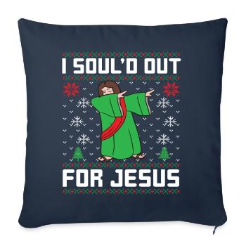 Je suis parti pour Jésus - Housse de coussin décorative 45 x 45 cm - bleu marine - Devant