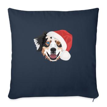 Berger australien Joyeux Noël - Housse de coussin décorative 45 x 45 cm - bleu marine - Devant