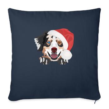 Berger australien Joyeux Noël - Housse de coussin décorative 45 x 45 cm - bleu marine - Devant