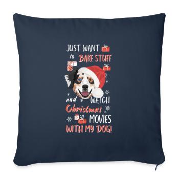 Berger australien Joyeux Noël - Housse de coussin décorative 45 x 45 cm - bleu marine - Devant