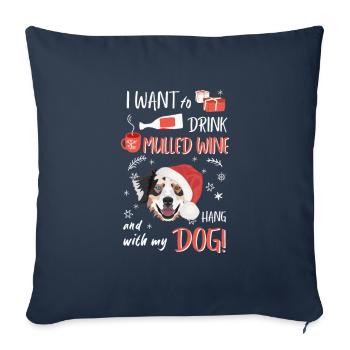 Berger australien Vin chaud Noël - Housse de coussin décorative 45 x 45 cm - bleu marine - Devant