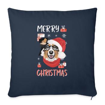 Berger australien Joyeux Noël - Housse de coussin décorative 45 x 45 cm - bleu marine - Devant