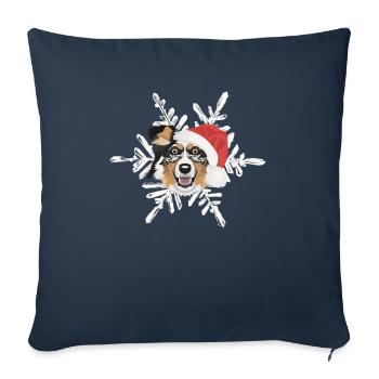 Berger australien Joyeux Noël - Housse de coussin décorative 45 x 45 cm - bleu marine - Devant