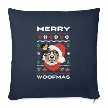 Berger australien Joyeux Noël - Housse de coussin décorative 45 x 45 cm - bleu marine - Devant