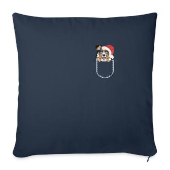 Berger australien Joyeux Noël - Housse de coussin décorative 45 x 45 cm - bleu marine - Devant