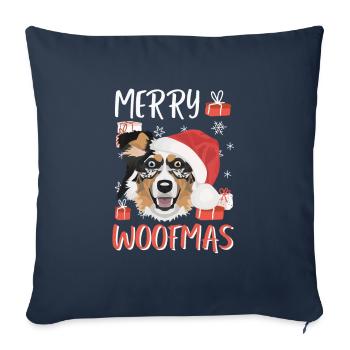 Berger australien Joyeux Noël - Housse de coussin décorative 45 x 45 cm - bleu marine - Devant