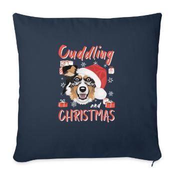 Berger australien Joyeux Noël - Housse de coussin décorative 45 x 45 cm - bleu marine - Devant