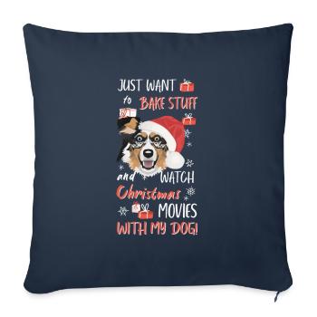 Berger australien Joyeux Noël - Housse de coussin décorative 45 x 45 cm - bleu marine - Devant