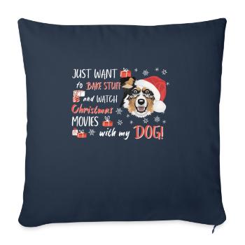 Berger australien Joyeux Noël - Housse de coussin décorative 45 x 45 cm - bleu marine - Devant