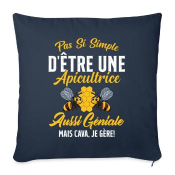 Si Simple D'être Une Apicultrice Géniale Citation - Housse de coussin décorative 45 x 45 cm - bleu marine - Devant