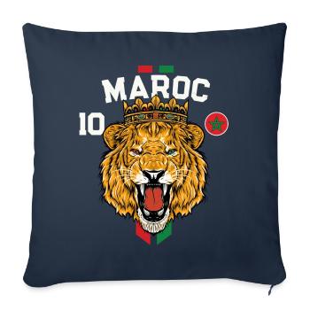Maroc Lion Drapeau Maillot Football Équipe Sport - Housse de coussin décorative 45 x 45 cm - bleu marine - Devant