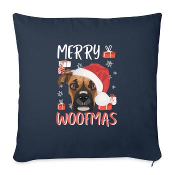 Boxer Joyeux Noël - Housse de coussin décorative 45 x 45 cm - bleu marine - Devant