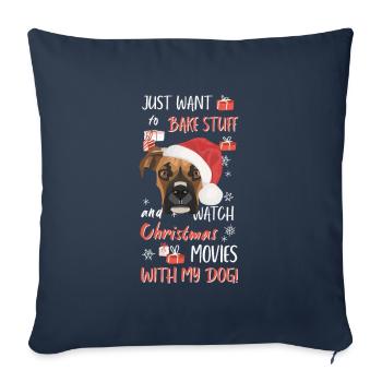 Boxer Joyeux Noël - Housse de coussin décorative 45 x 45 cm - bleu marine - Devant