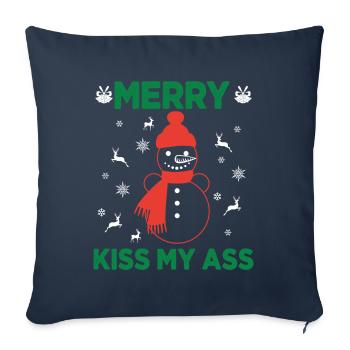 Merry Kiss My Ass Christmas Noël - Sofa pillowcase 17,3'' x 17,3'' (45 x 45 cm) - navy - Front